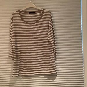 David Lawrence Brown and White Striped Long Sleeve Top